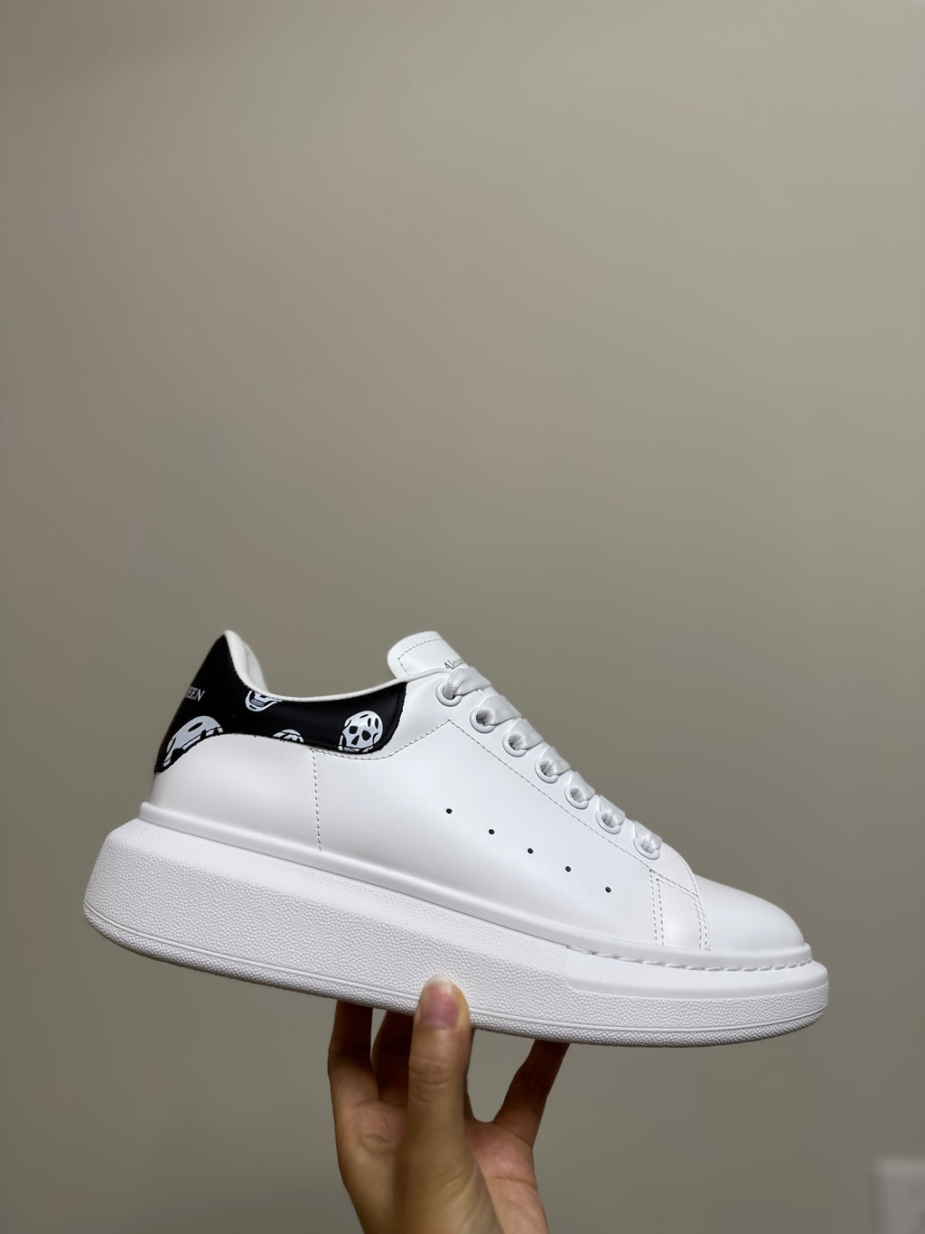 Alexander McQueen Men's Oversized Sneaker – Black with Skull Print Heel