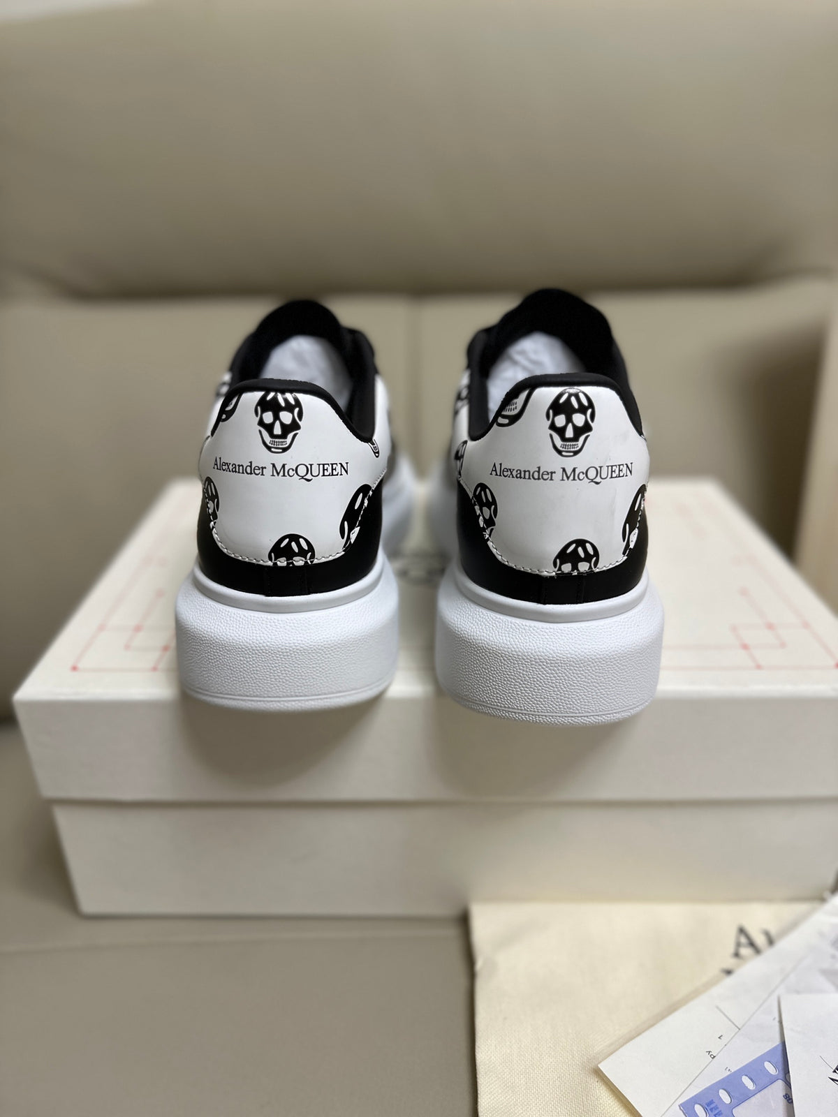 Alexander McQueen Men's Oversized Sneaker – Black with Skull Print Heel